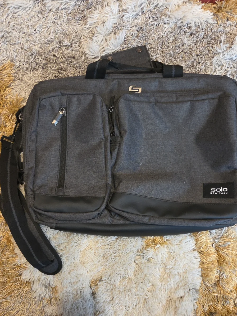 solo Charcoal Gray Laptop Briefcase with Front Organizer Pockets